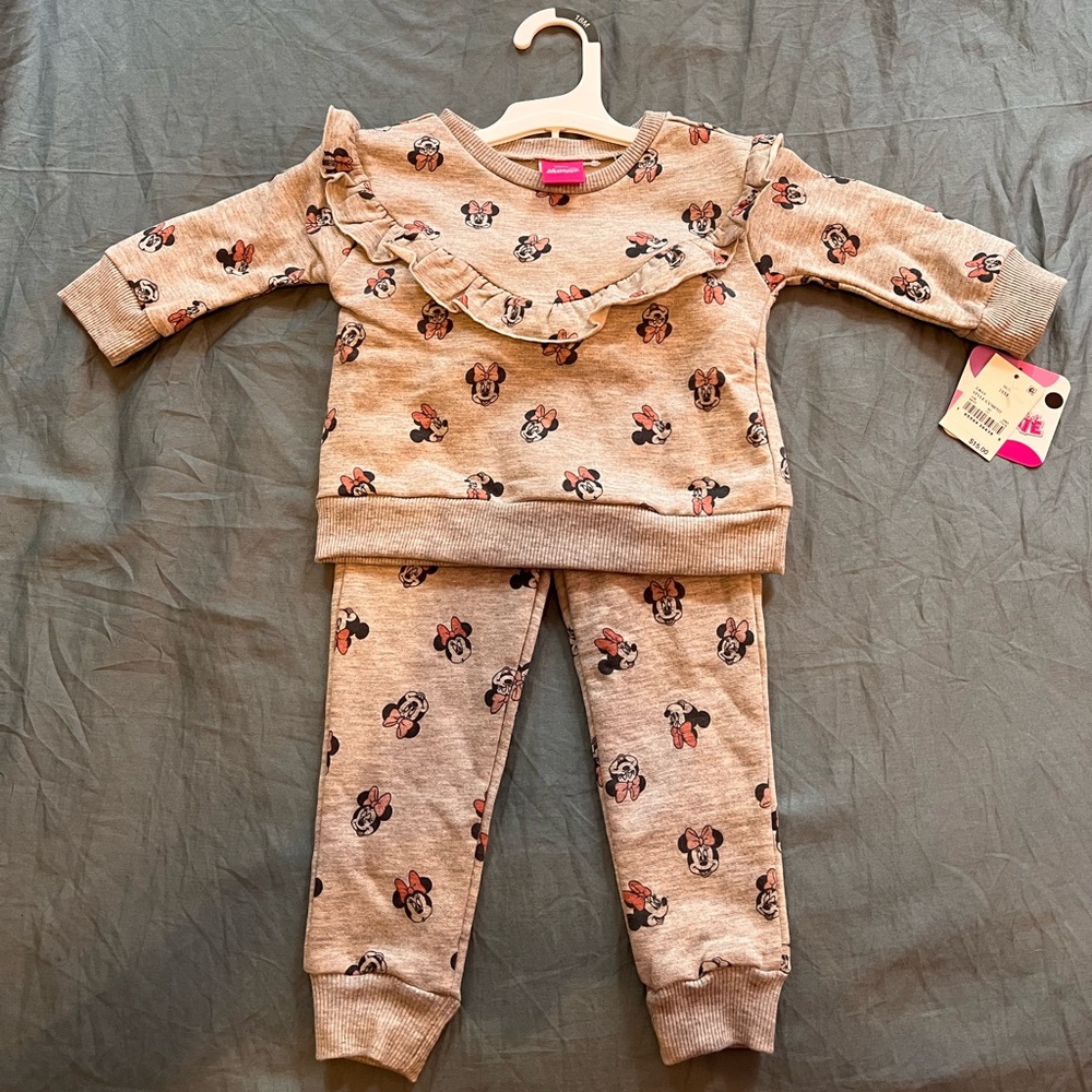 DISNEY Two Piece Minnie Ruffle Sweatsuit including Pants Size 18M // NWT